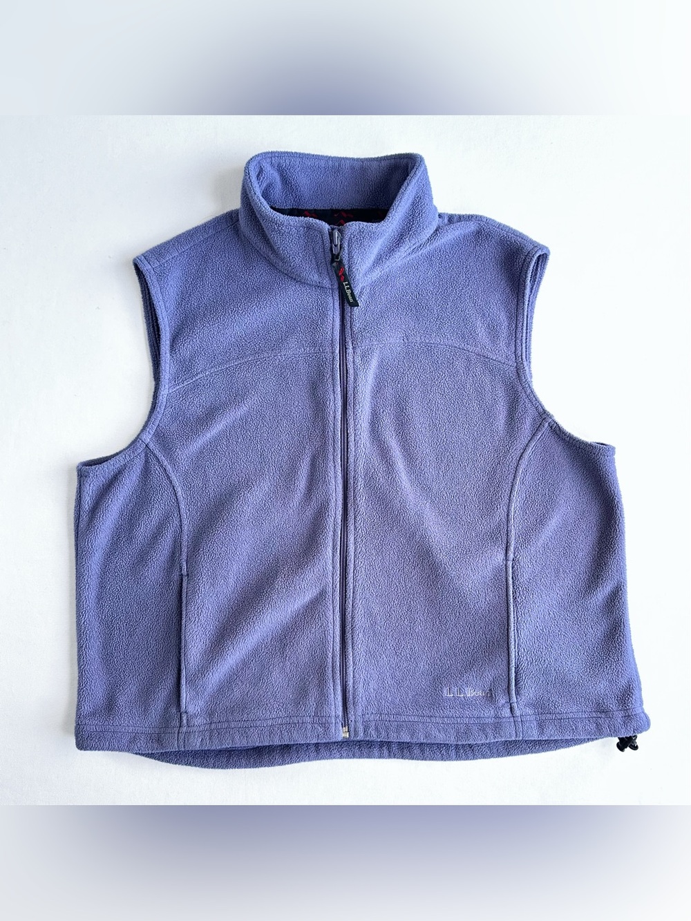 90s Vintage LL Bean Lavender Pastel Purple Fleece Vest Full Zip & Zipped Pockets